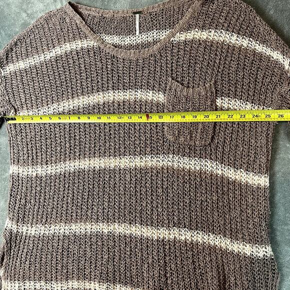 Free People Knit Sweater Womens M Brown Striped Drapey Oversized Boho Lagenlook - Picture 5 of 7